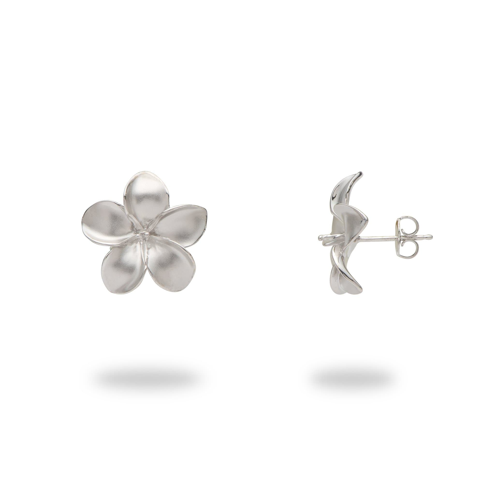 Pick A Pearl Plumeria Earrings in White Gold - 18mm