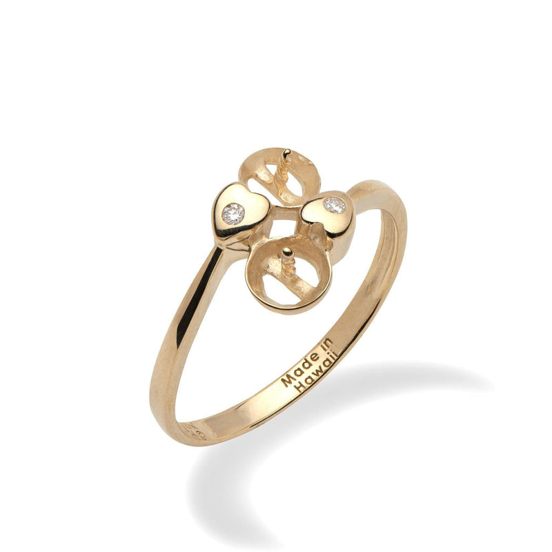 Pick A Pearl Double Heart Ring in Gold with Diamonds – Maui Divers Jewelry