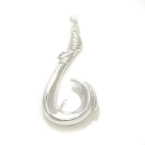 Black Chrome Silver 925] Fish Hook Pendant Small-Double Side