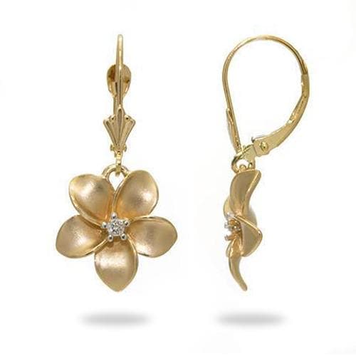 Plumeria Earrings in Rose Gold with Diamonds - 13mm – Maui Divers