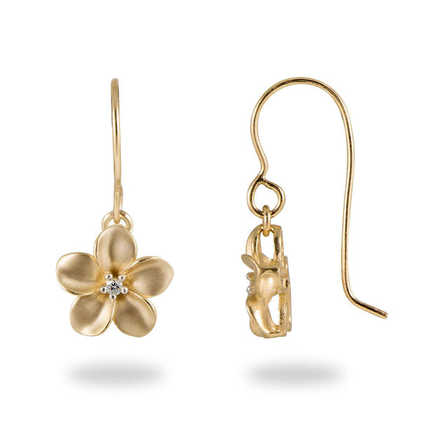 Plumeria Earrings in Gold - 18mm – Maui Divers Jewelry