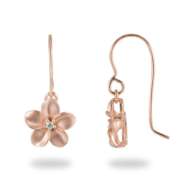 Plumeria Earrings in Rose Gold with Diamonds - 13mm – Maui Divers