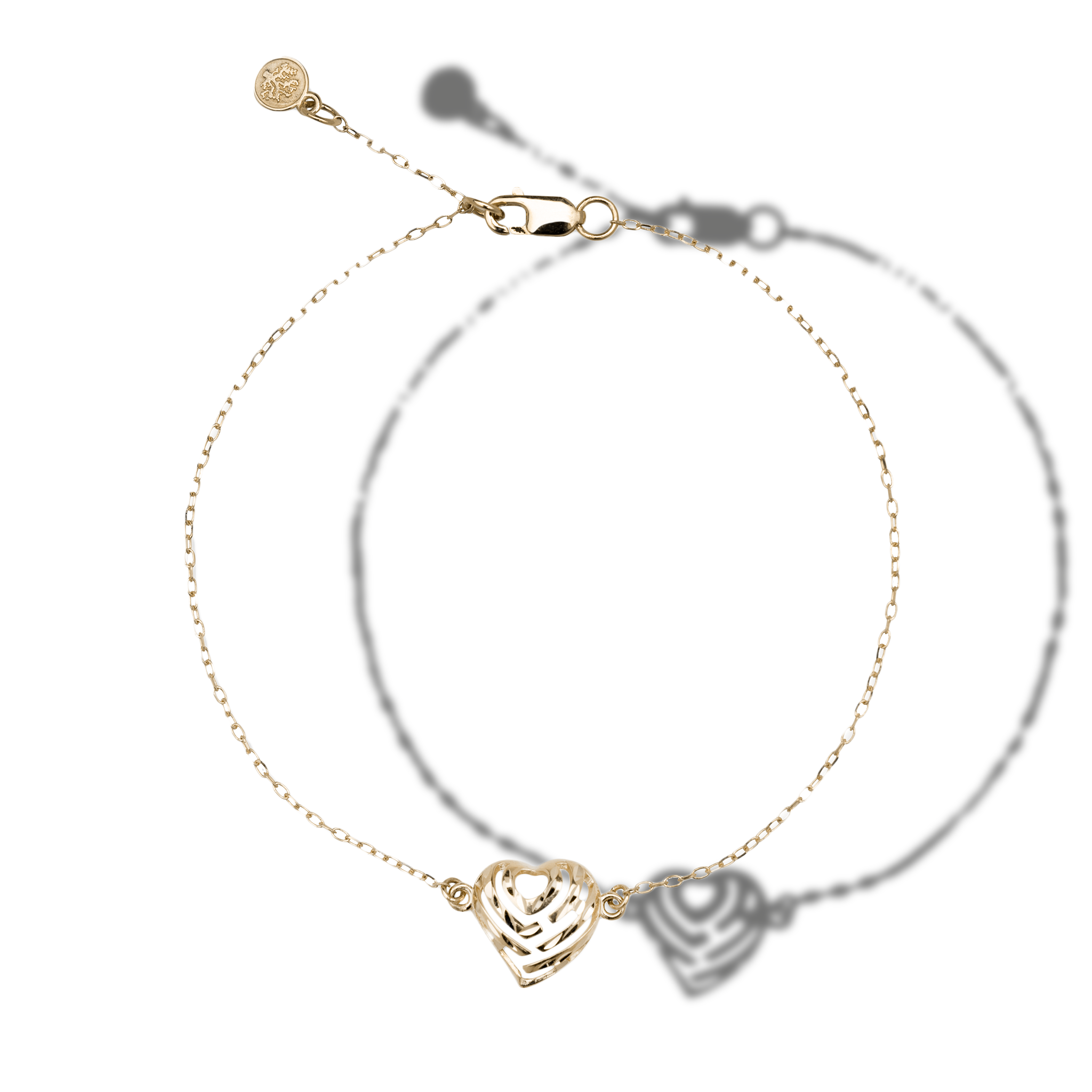Adjustable Aloha Heart Bracelet in Gold - 11mm - Size 7-7.5