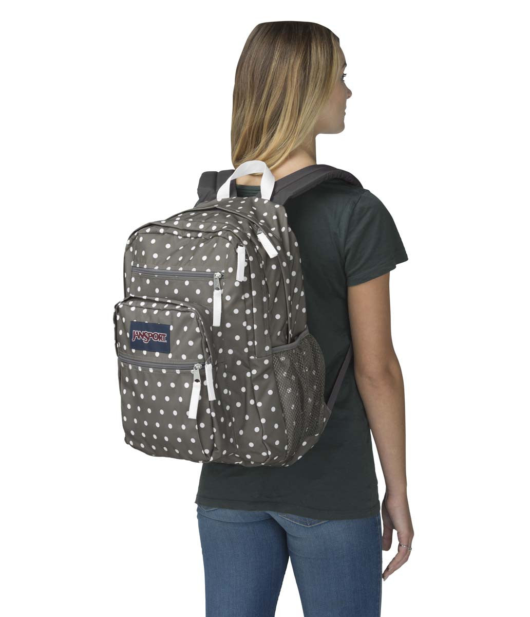 jansport grey polka dot backpack