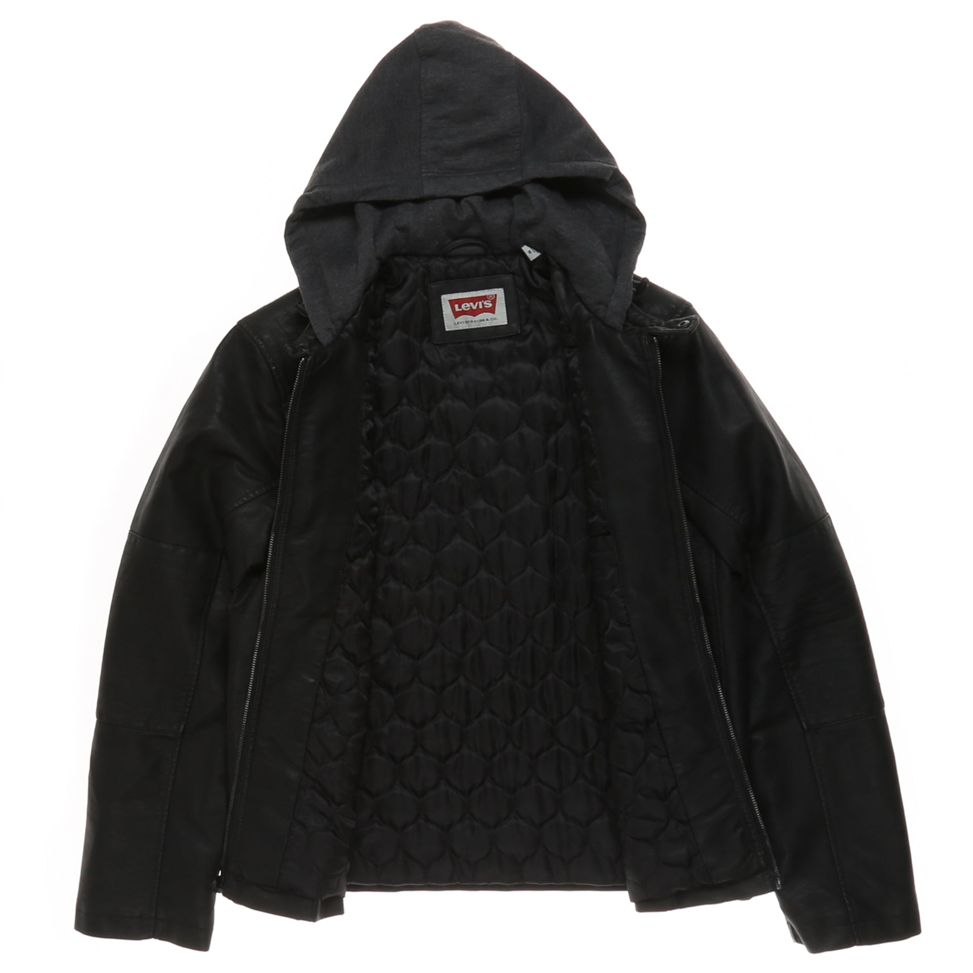 Levi's Faux Leather Hooded Jacket - Black - New Star