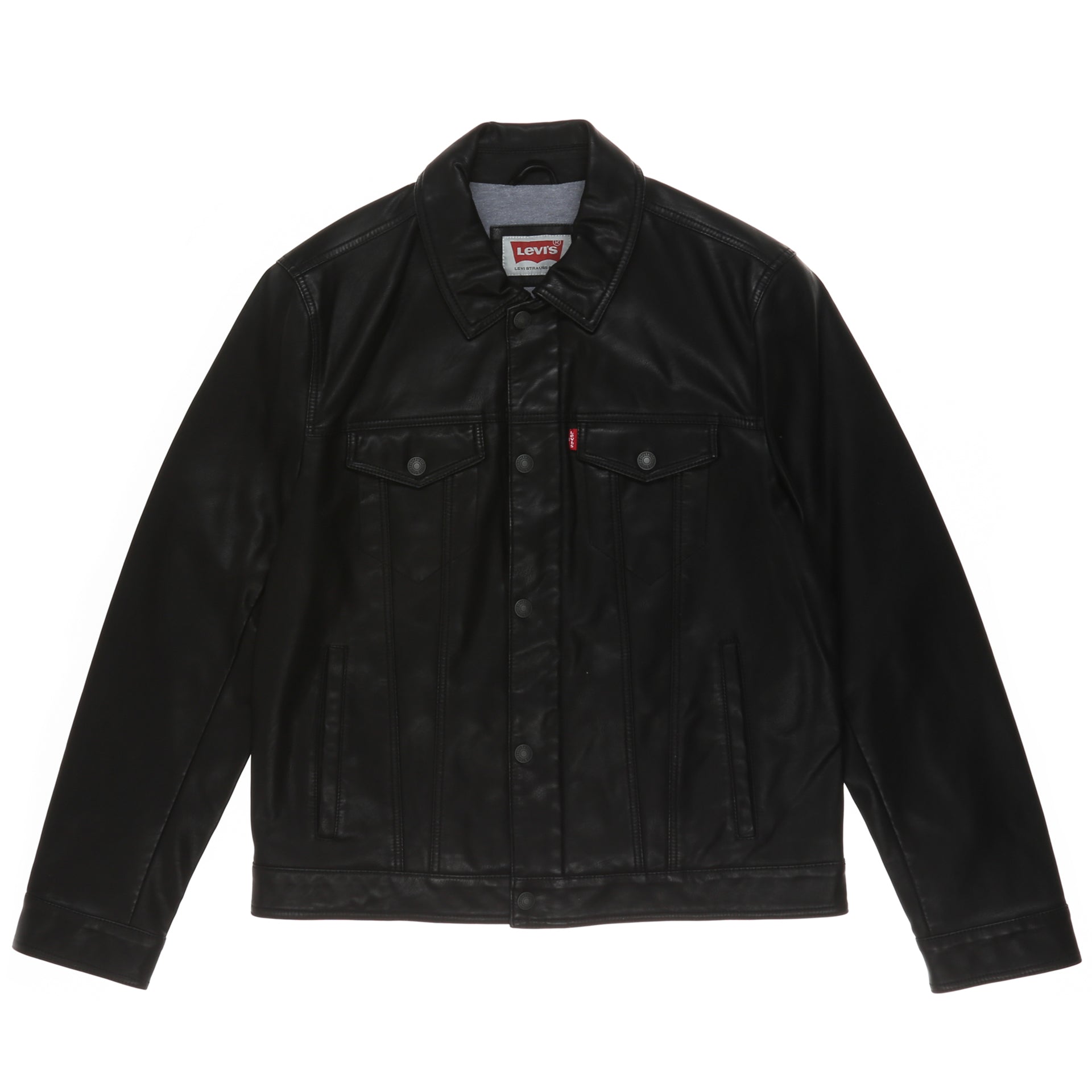 Levi's Faux Leather Trucker Jacket Black - New Star