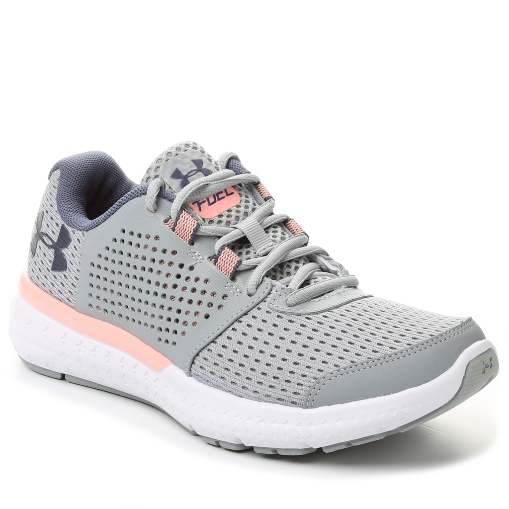 grey and pink under armour shoes