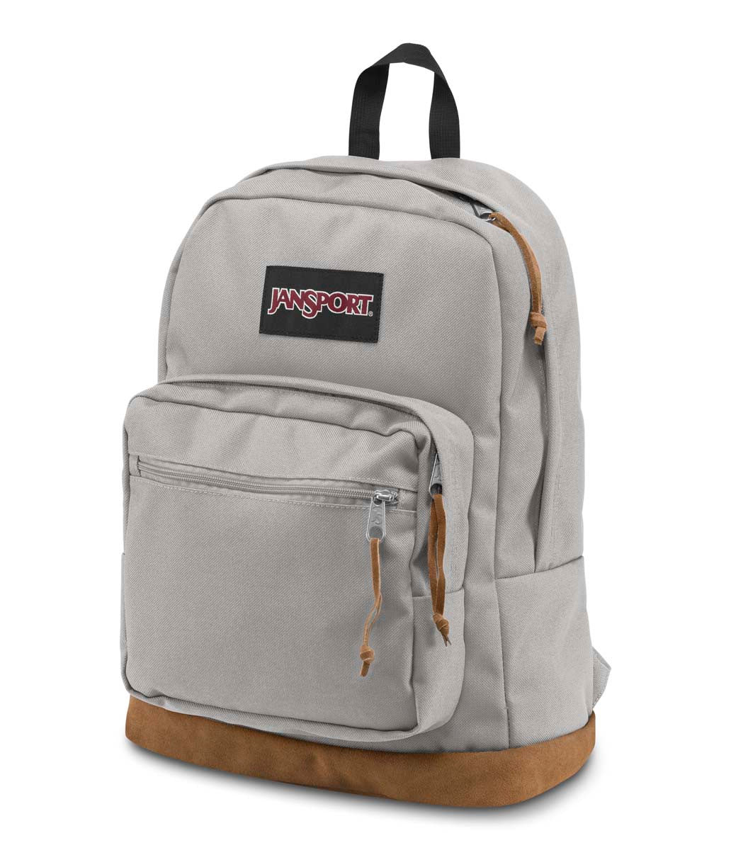 grey jansport backpack leather bottom