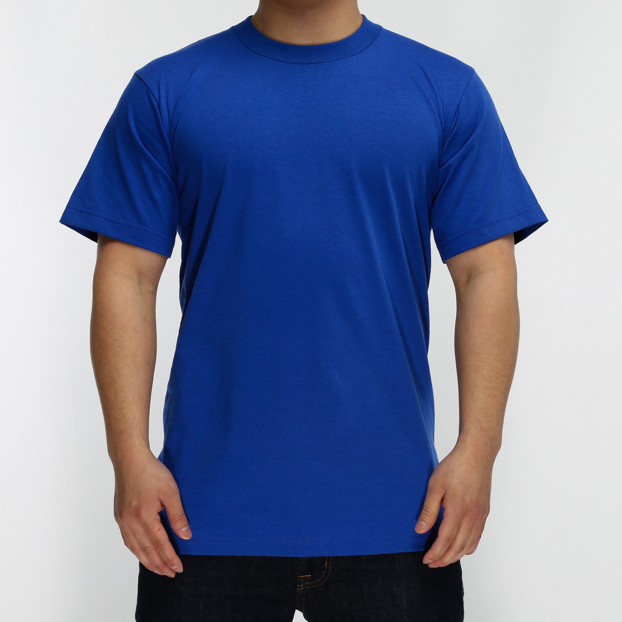 white and royal blue t shirt