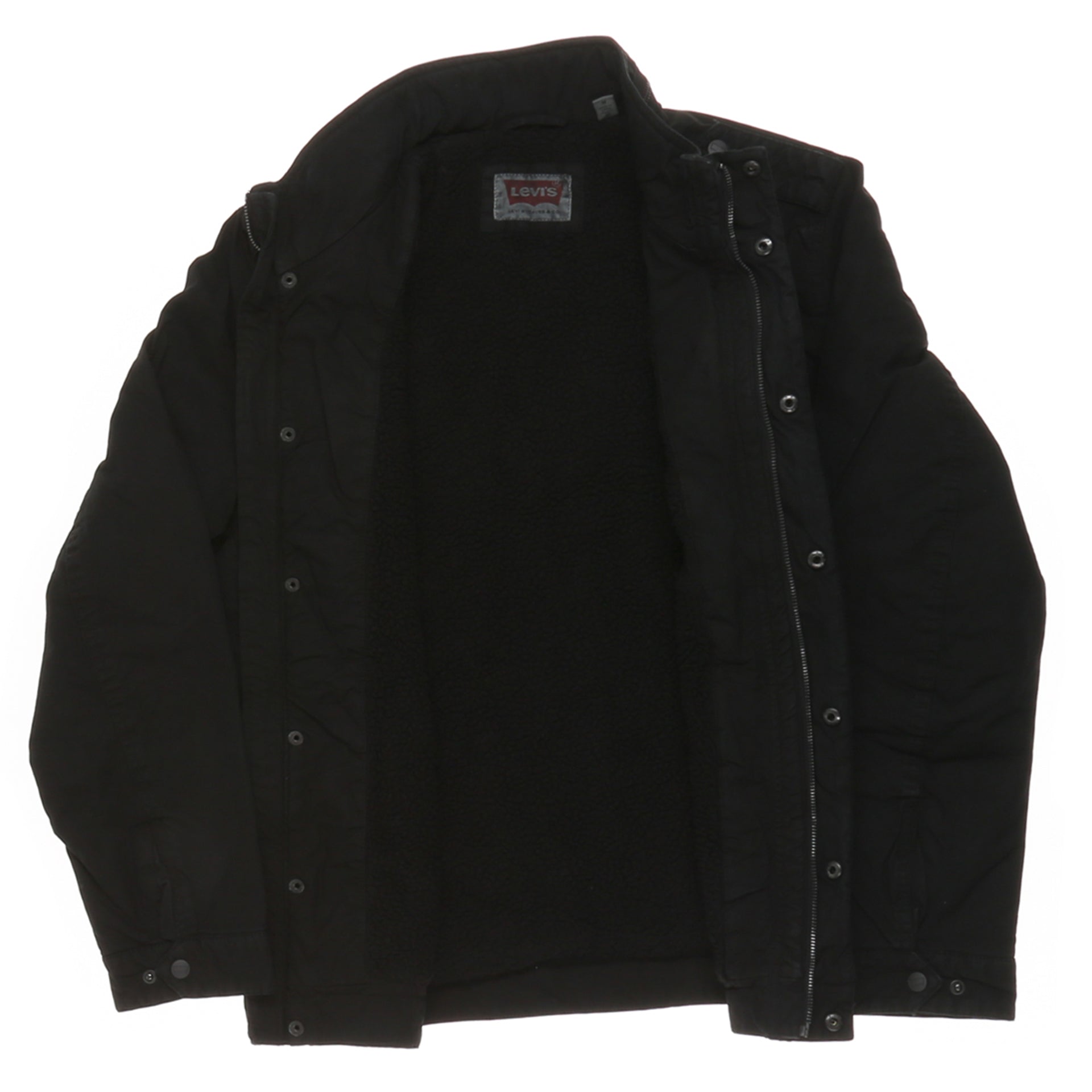 Levi's Washed Cotton Sherpa Lined Military Jacket - Black - New Star