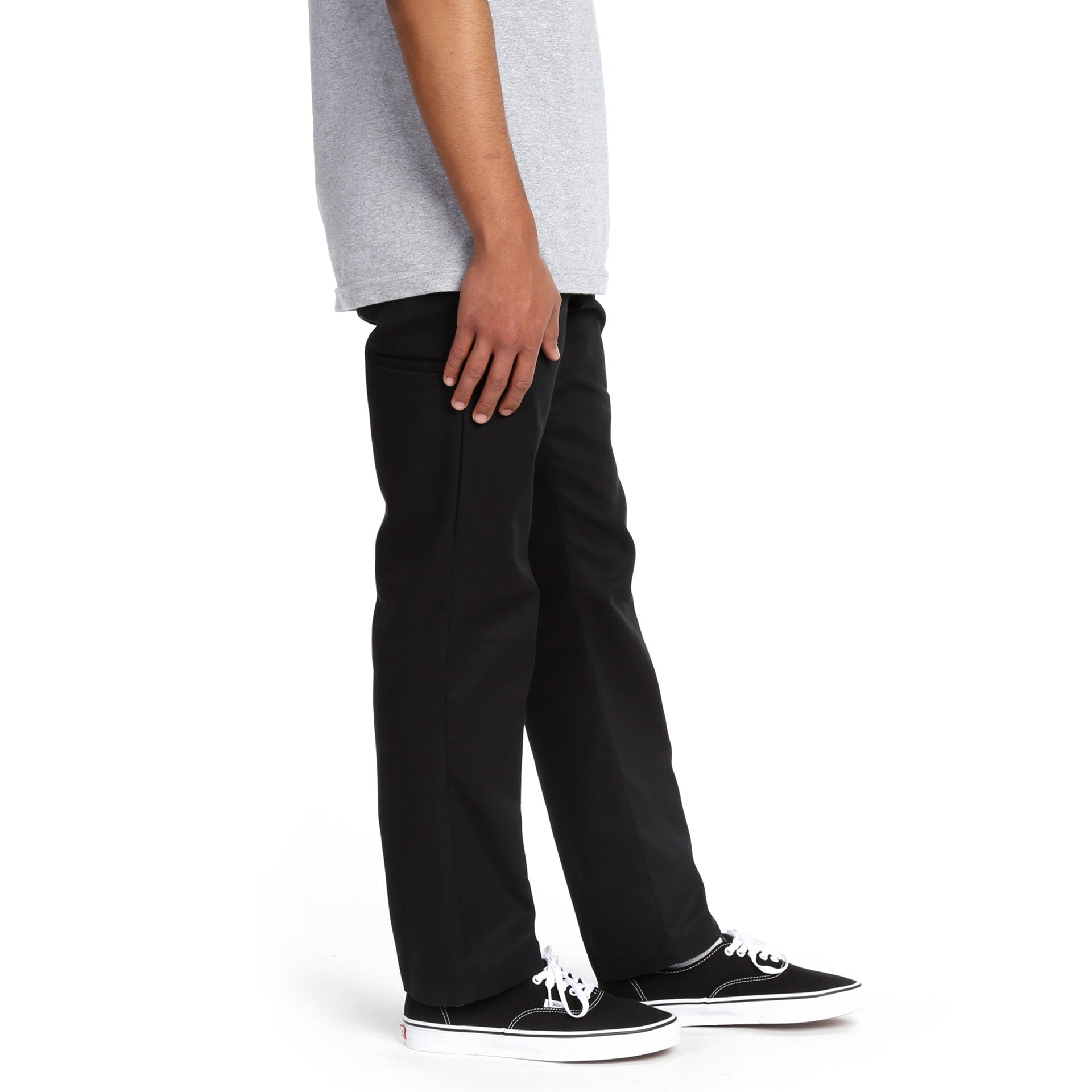 women's black tapered work trousers