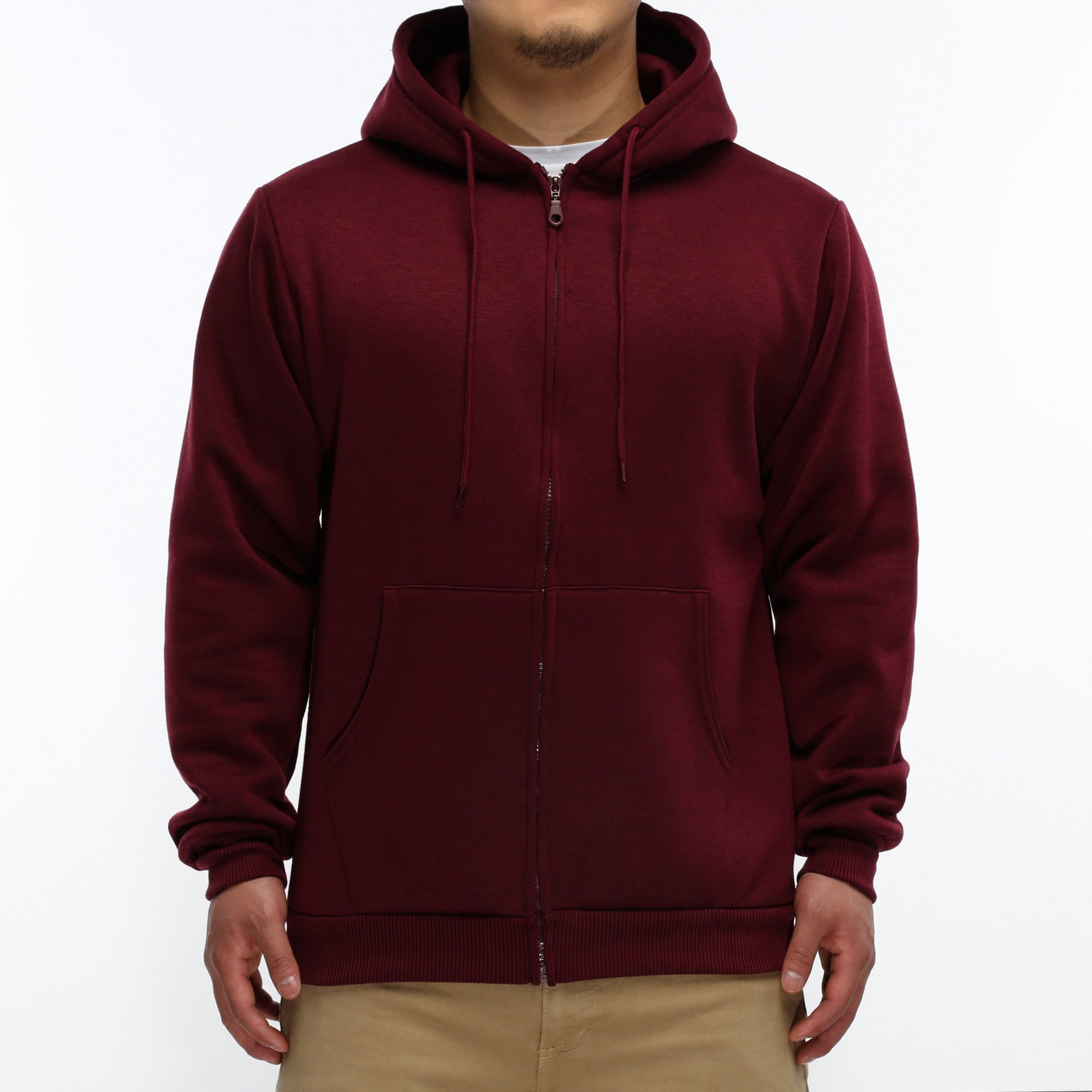 burgundy zip up hoodie