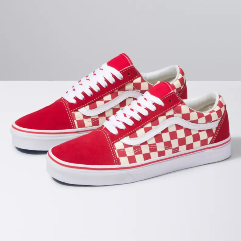 red and white checkered vans