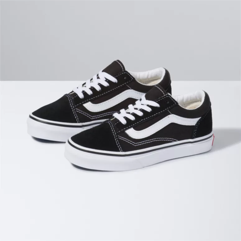 youth black and white vans