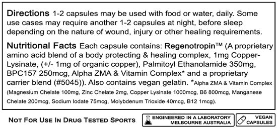 Regenerate + BPC157 Ingredients