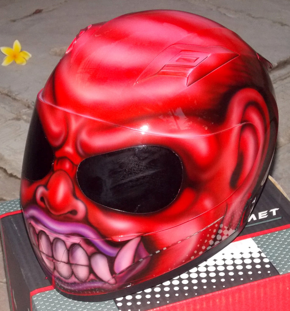 Bali Devil Demon Custom Airbrush Painted DOT Helmet – Custom Airbrush