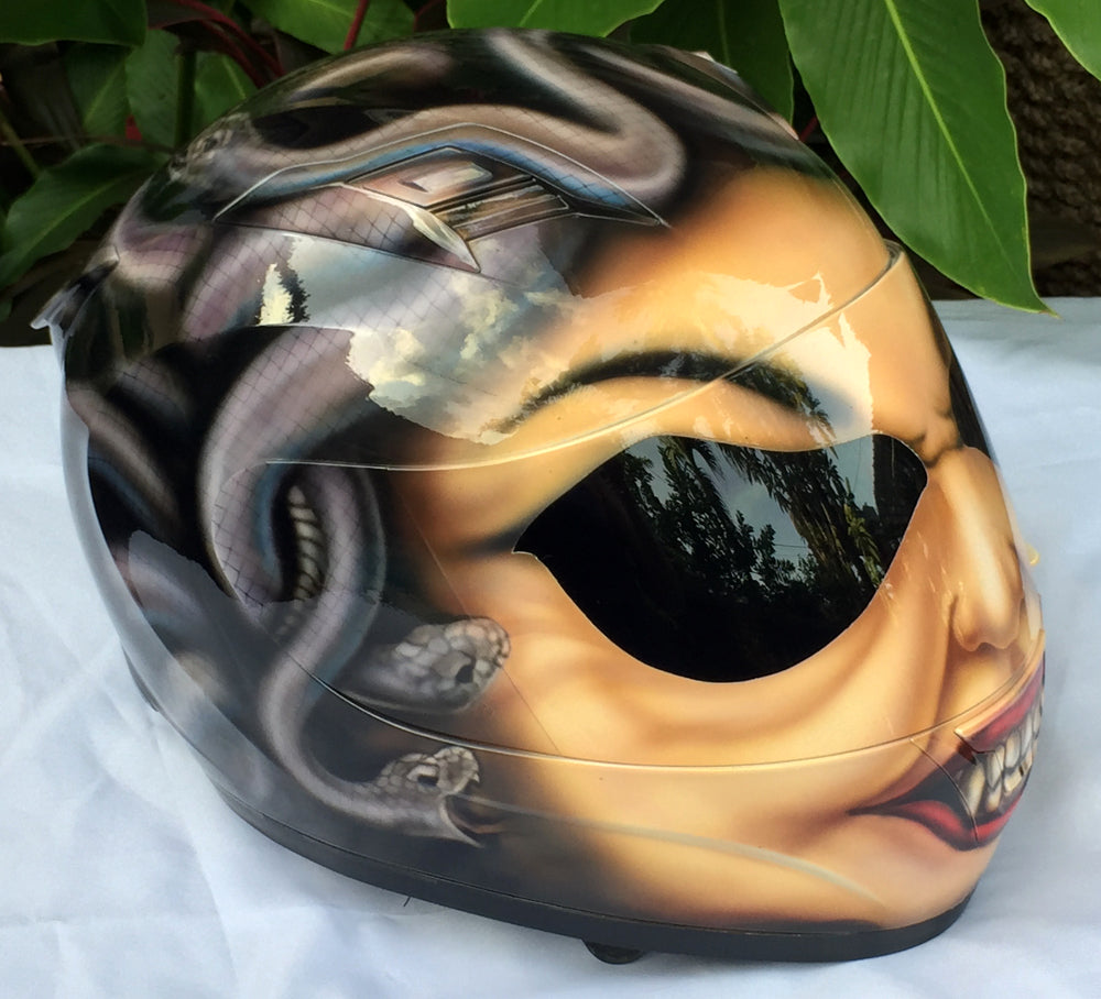 Medusa Furious Greek Monster Snake Hair Bad Ass Airbrush Helmet