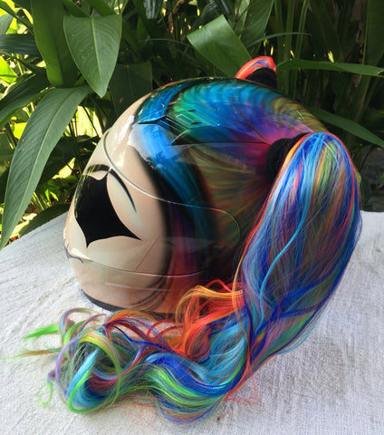 Girls Helmet Cute Girls Harley Quinn Amazing Rainbow Ponytails – Custom