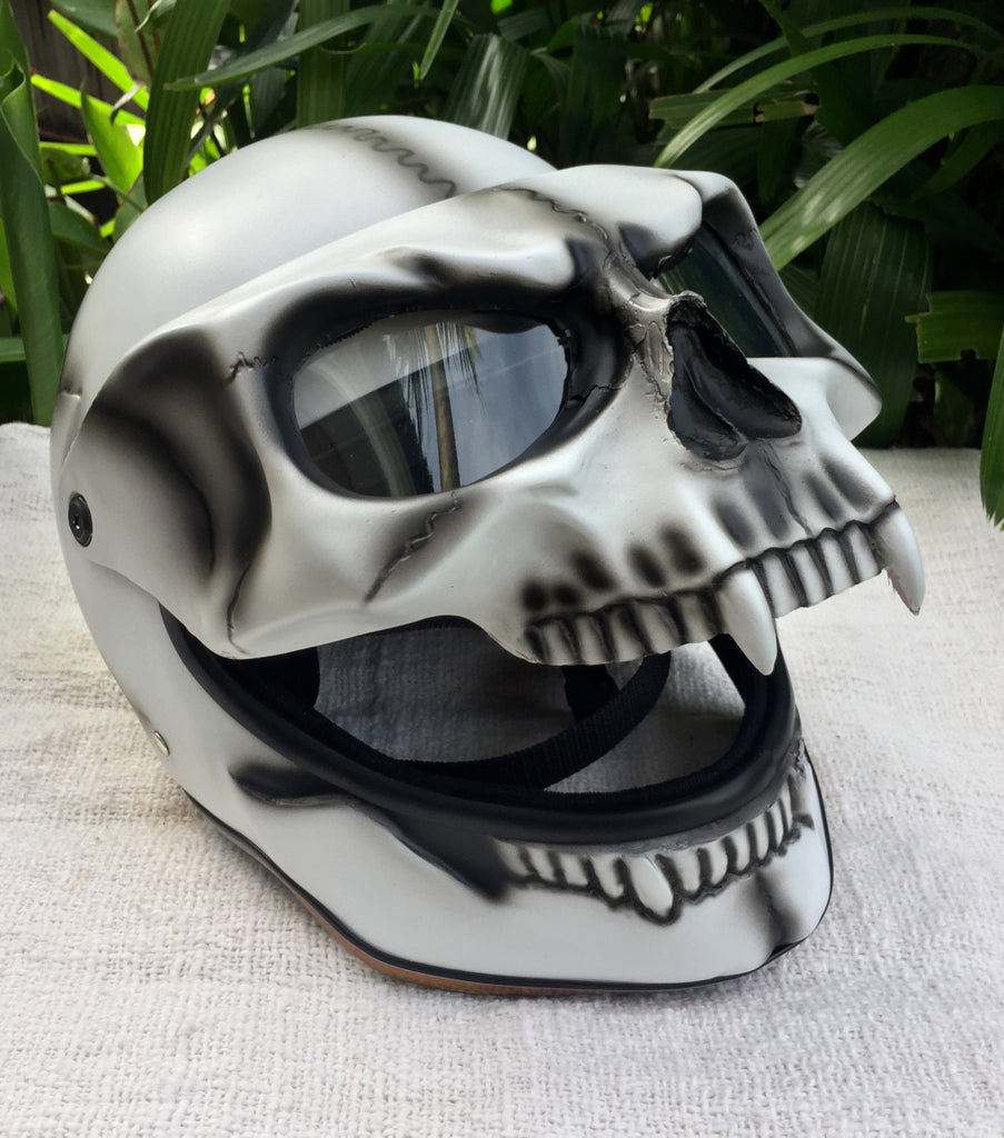 Motorcycle Helmet Skull Bones Death White Knight Custom Made 3D