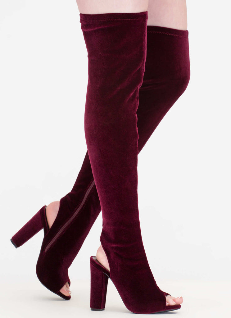 thigh high velvet boots