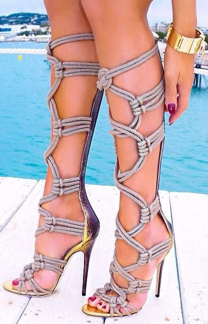 grey gladiator heels