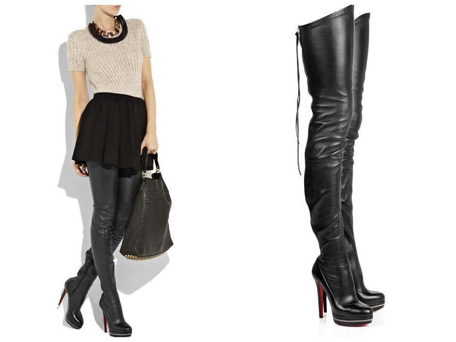 genuine leather thigh high boots