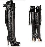 snakeskin over the knee boots