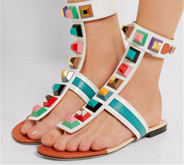 rainbow studded sandals