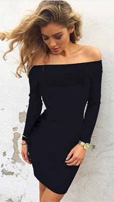 off shoulder long sleeve mini dress