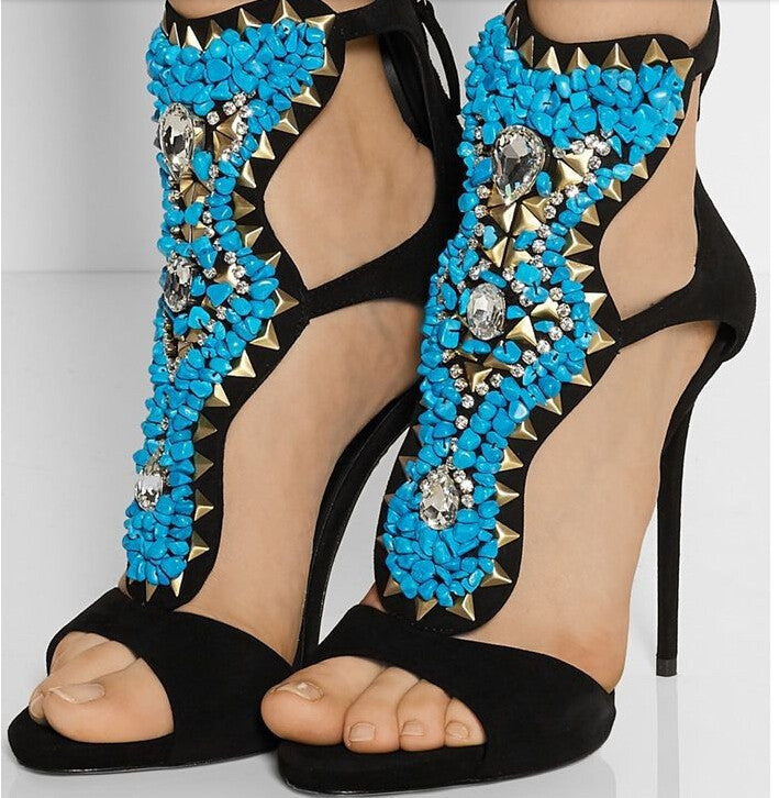 turquoise high heels
