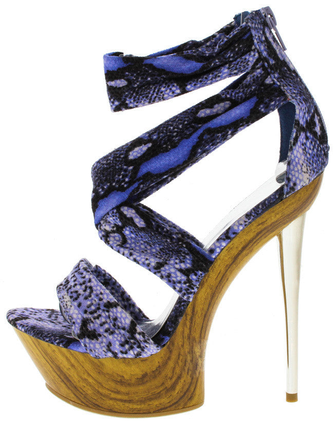 PURPLE SNAKESKIN PLATFORM GLADIATOR 