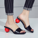 Genuine Leather Round Ball Heel Mule 