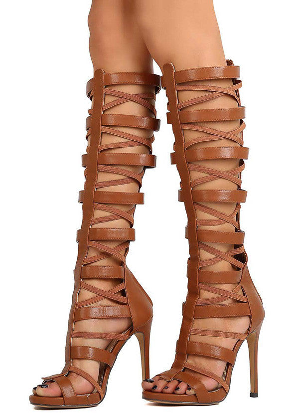 gladiator knee high heels