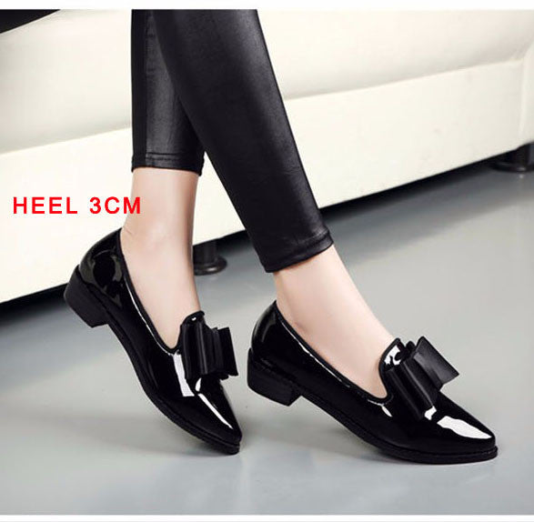 patent leather loafers with bow