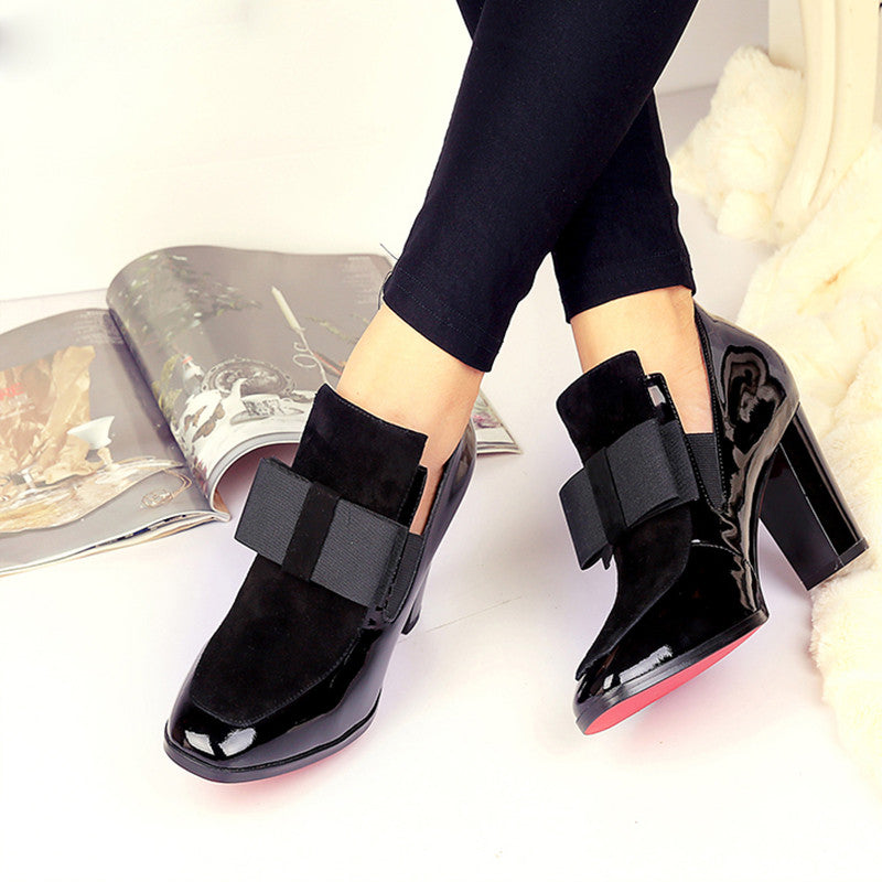 patent leather chunky heels