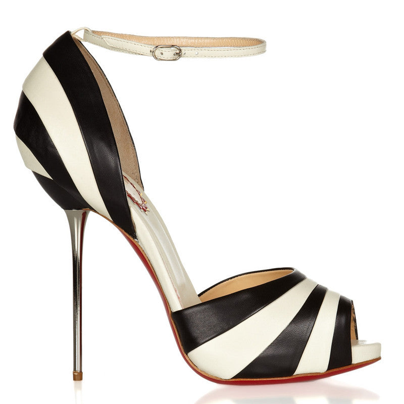 Super Thin Heel Genuine Leather Striped 