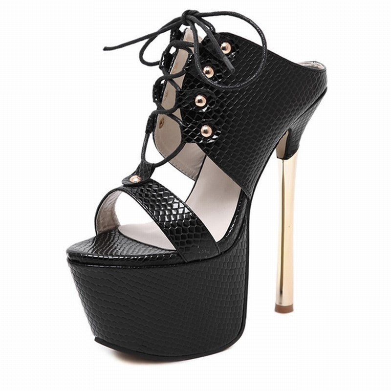 Steel Heel Rivet Lace up Platform High 