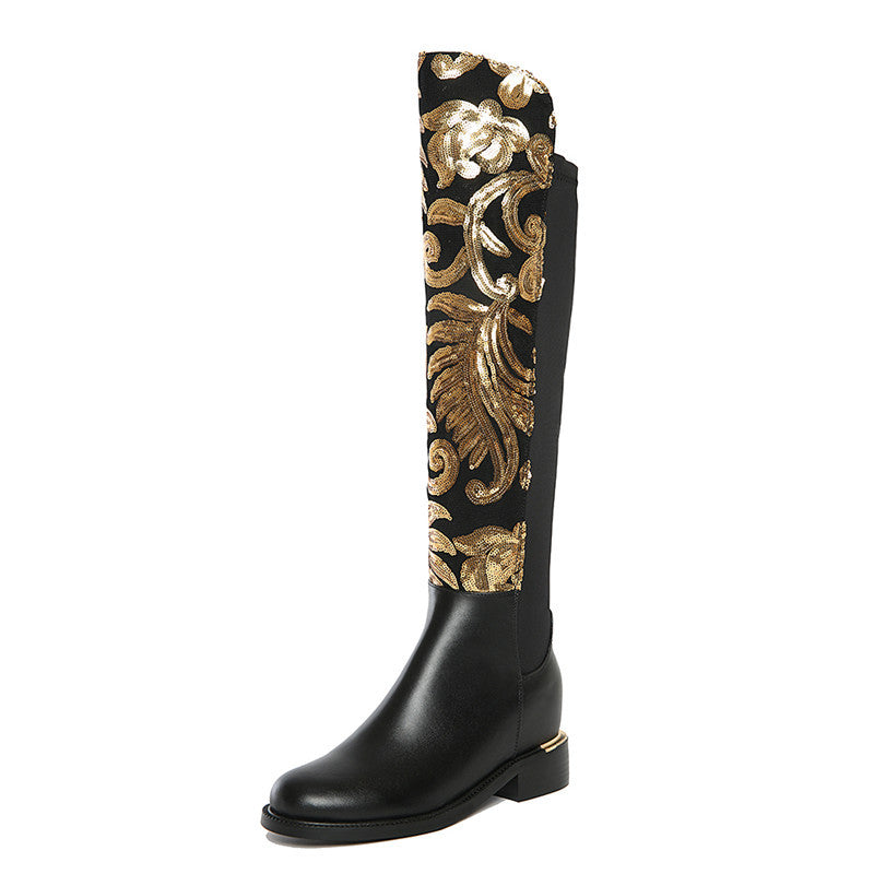 sequin embroidered boot