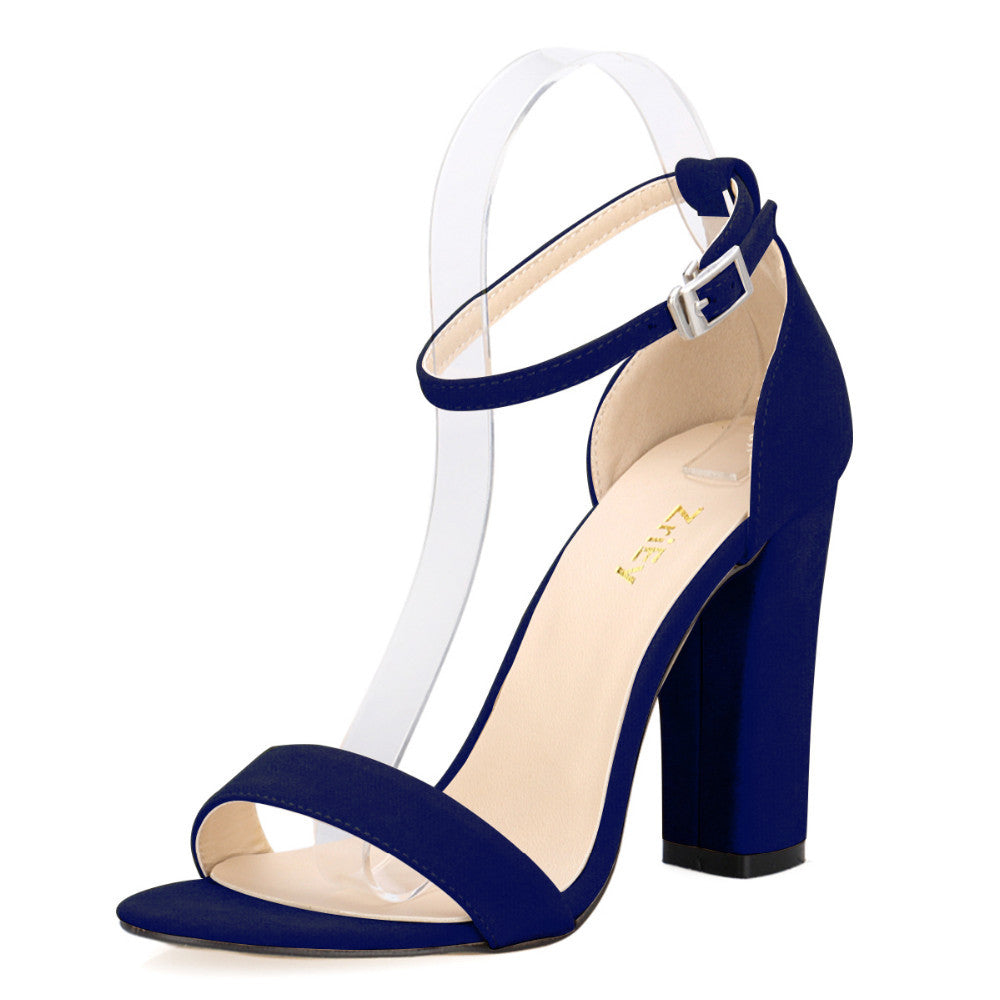 blue suede block heel