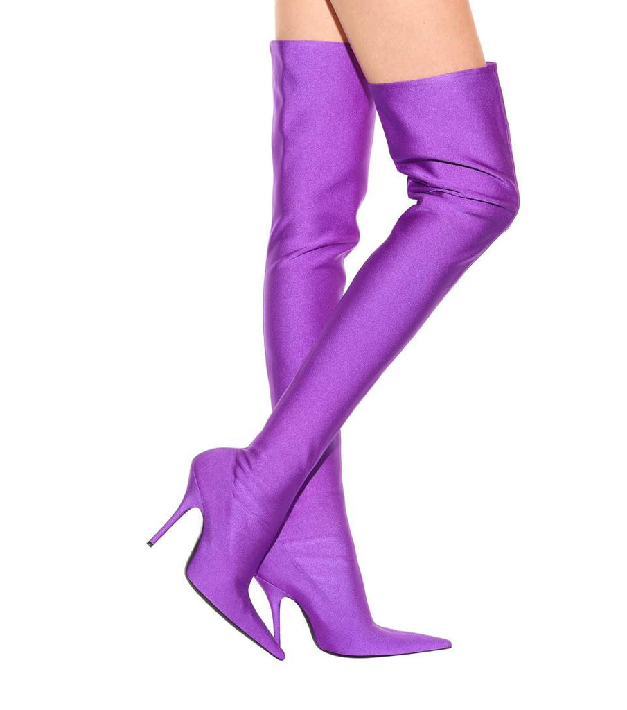 lilac knee high boots