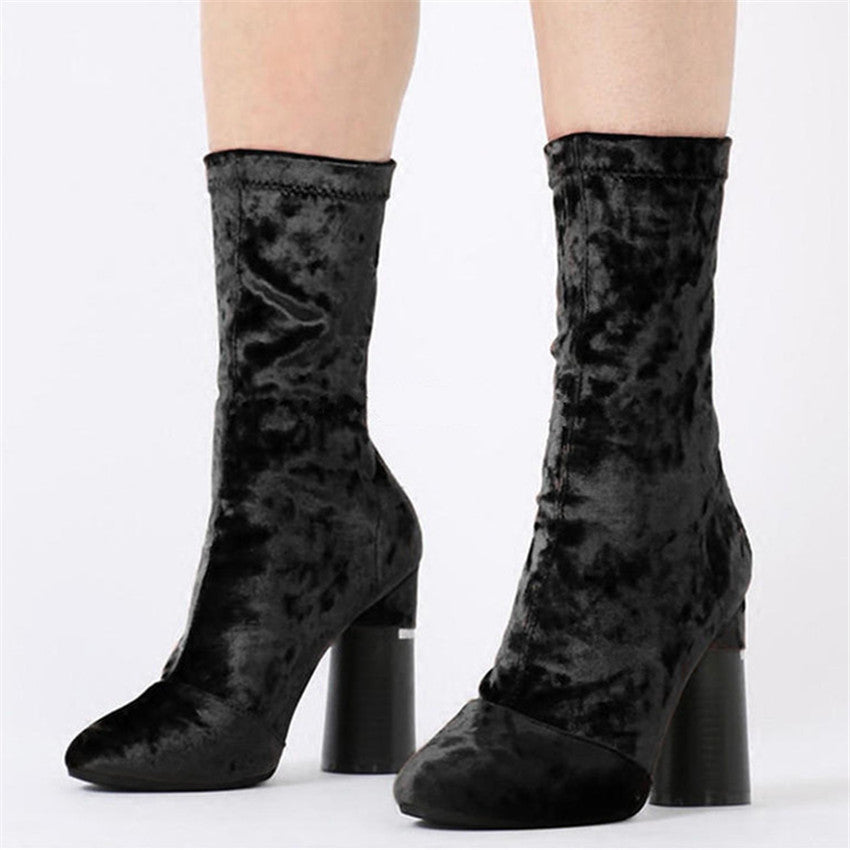 mid calf block heel boots