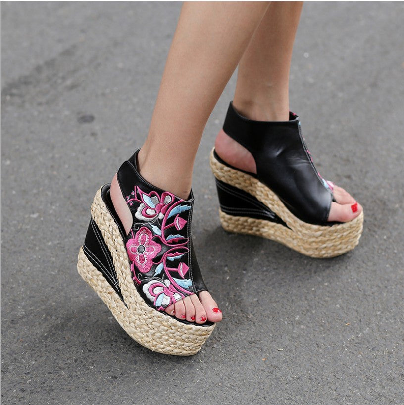 flower wedge shoes