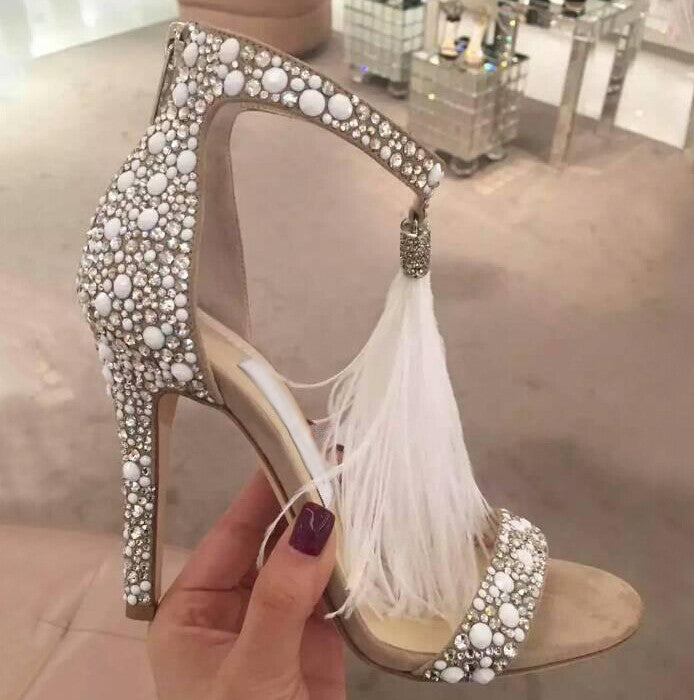 sandals with pearls and rhinestones