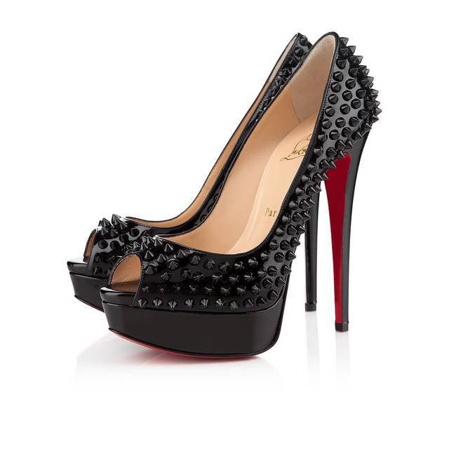 Spiked Genuine Leather Platform Heels 