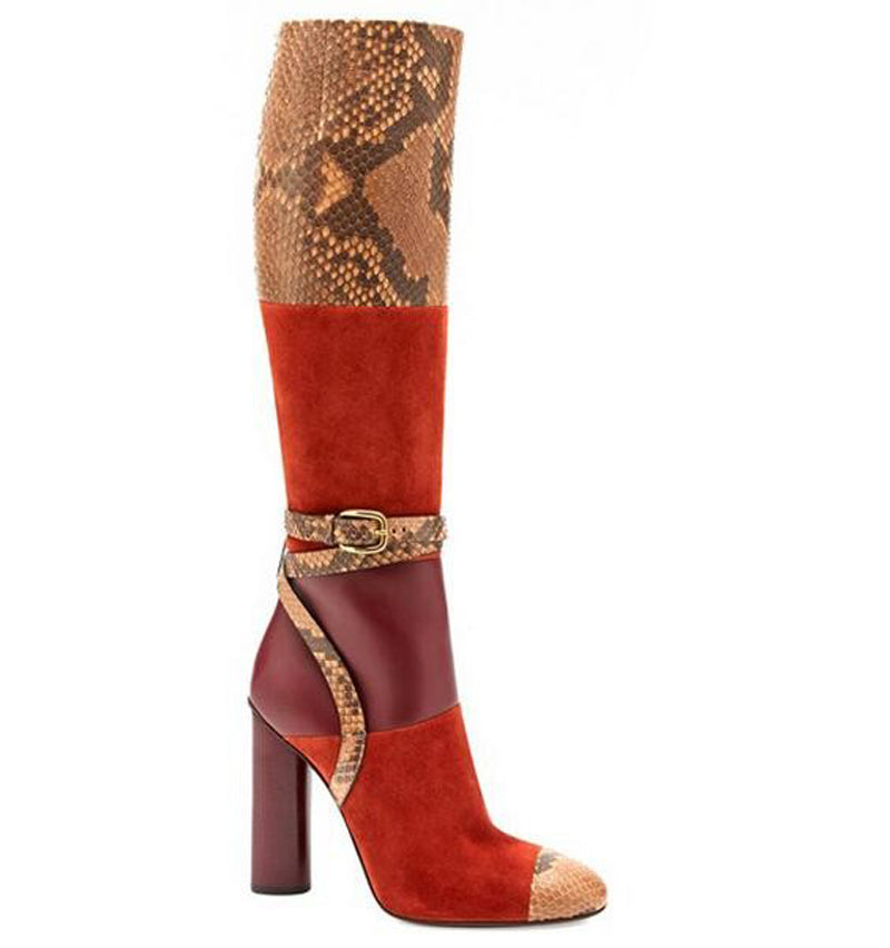 heeled snakeskin boots