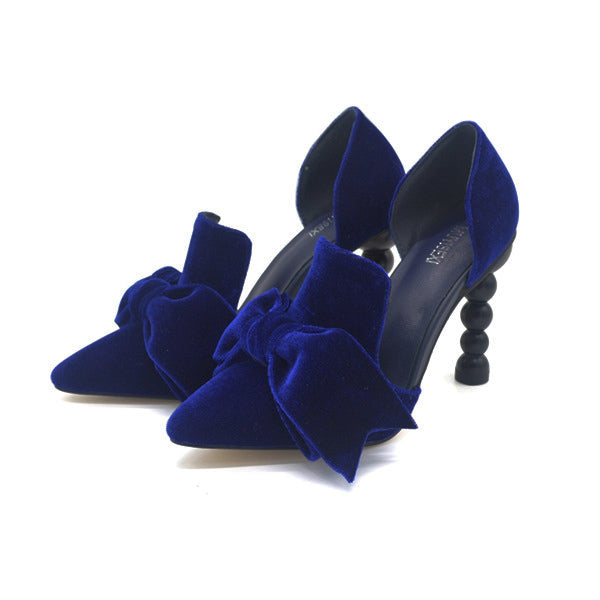 velvet bow heels