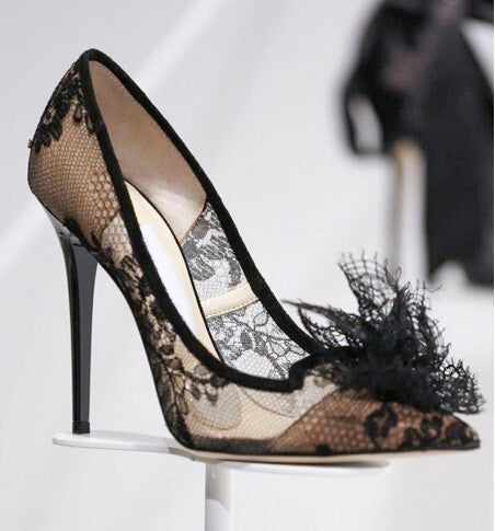 The Lace Collection Transparent Mesh High Heel Pumps – THULI NYC