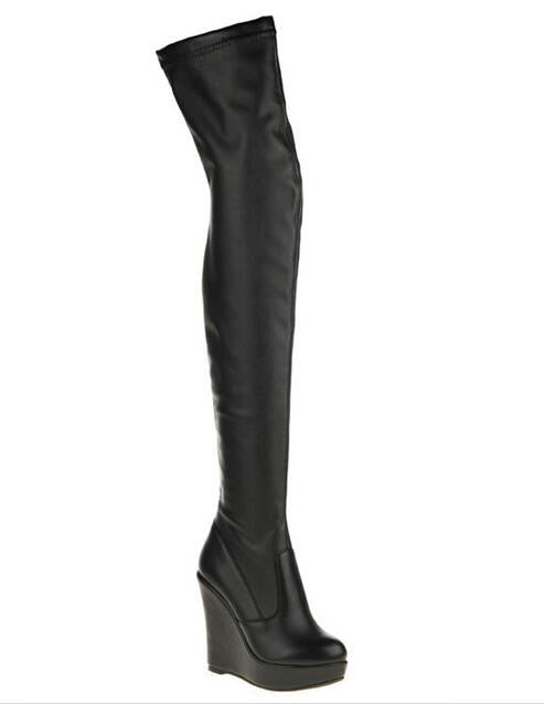 knee high boots with wedge