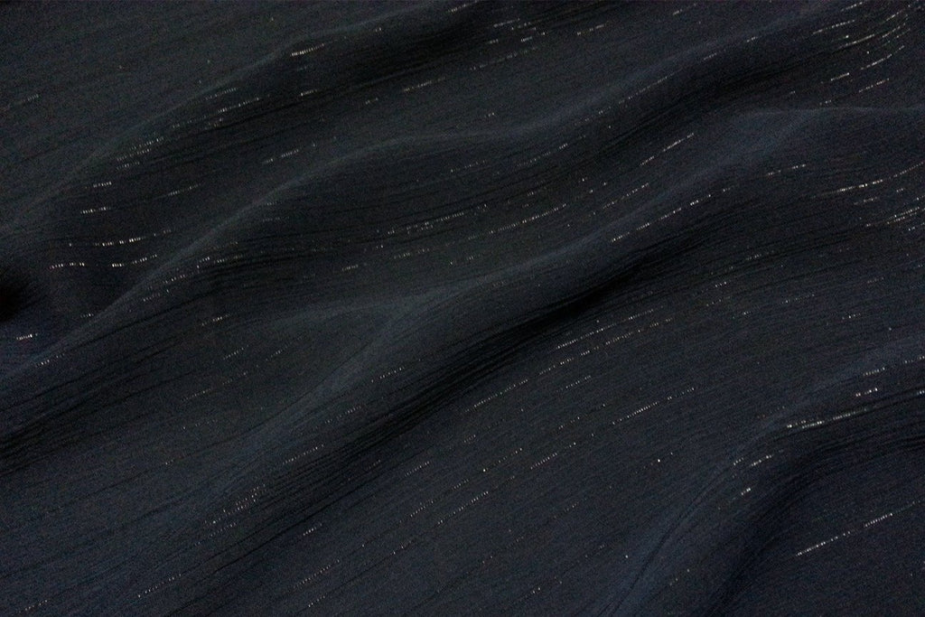 Dark Blue Crinkle Plain Chiffon Fabric | Rainbow Fabrics Sydney