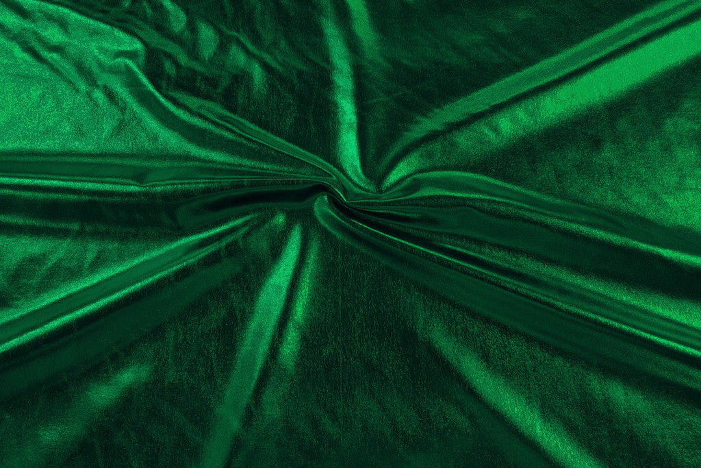 Dark Green Liquid Foil Spandex | Rainbow Fabrics Sydney